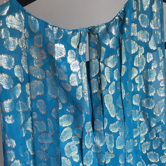 Anthropologie Turquoise + Gold Shift Dress - Picture 5 of 8